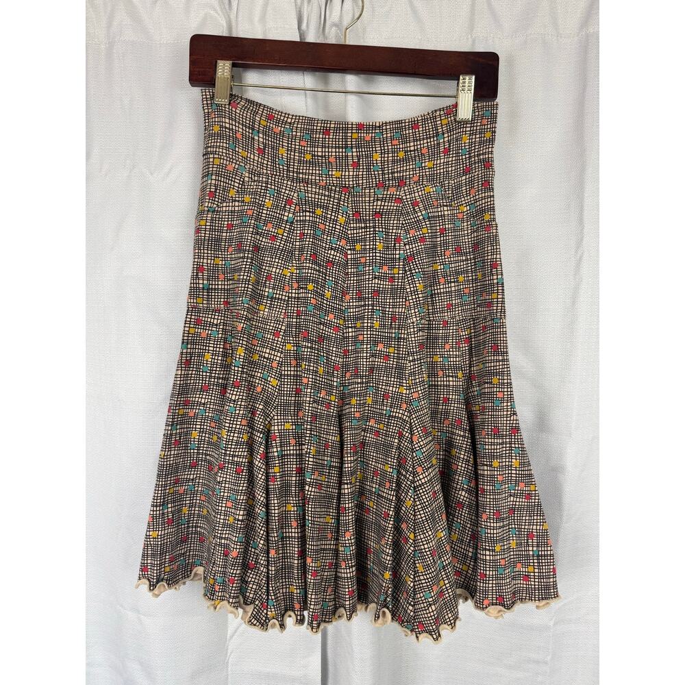 Effie’s Heart Polka Dot Grid Flared Skirt M Retro Coquette Boho